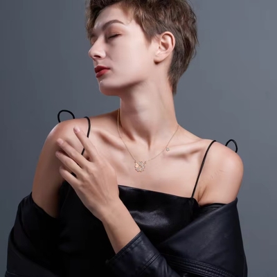 YASVITTI 925 Sterling zilveren ketting Vrouwen Star Charms Fijne sieraden Bloemvorm 14K Rose Gold Heart Ketting