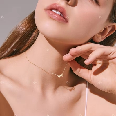 YASVITTI Gepersonaliseerde 925 Sterling Zilveren Hart Initiële Ketting 18K Goudgeplatte Luxe Brief Hart Ketting Voor Meisjes