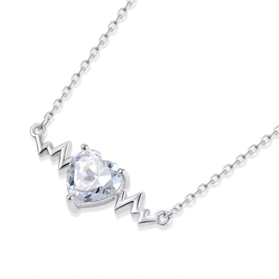 YASVITTI 925 Sterling zilveren hartslag halsketting hartvorm 8A kubisch zircon dames sieraden voor cadeautjes