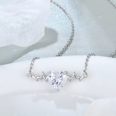 YASVITTI 925 Sterling zilveren hartslag halsketting hartvorm 8A kubisch zircon dames sieraden voor cadeautjes