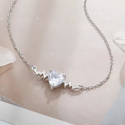 YASVITTI 925 Sterling zilveren hartslag halsketting hartvorm 8A kubisch zircon dames sieraden voor cadeautjes