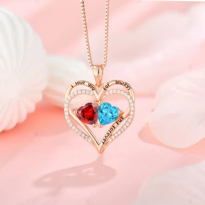 YASVITTI 925 Sterling zilver eeuwige liefde Hart hanger halsketting gepersonaliseerde rozengoud beklede kristallen CZ halsketting