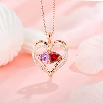 YASVITTI 925 Sterling zilver eeuwige liefde Hart hanger halsketting gepersonaliseerde rozengoud beklede kristallen CZ halsketting