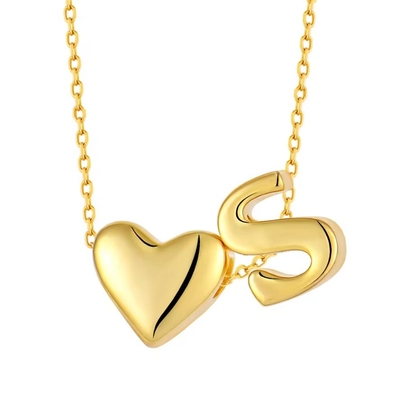 YASVITTI Gepersonaliseerde eerste sieraden Gouden Liefdesbrief S Hanger 925 Sterling Zilveren Hart Eerste Hanger Voor Vrouwen