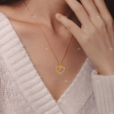 YASVITTI Custom 18K Gold Plating Heart Leaf Hanger Necklace 925 Zilveren fijne sieraden