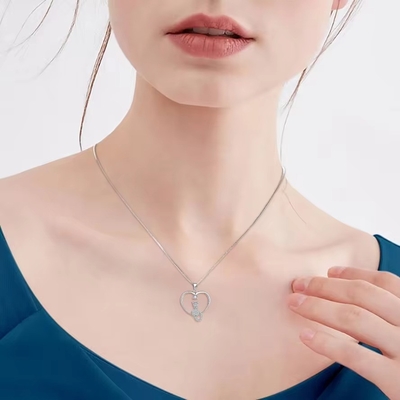 YASVITTI Heart Cat Necklace 925 Sterling Silver Cubic Zirconia Platinum Plated Cat Necklace Juwelen Groothandel Fabriek