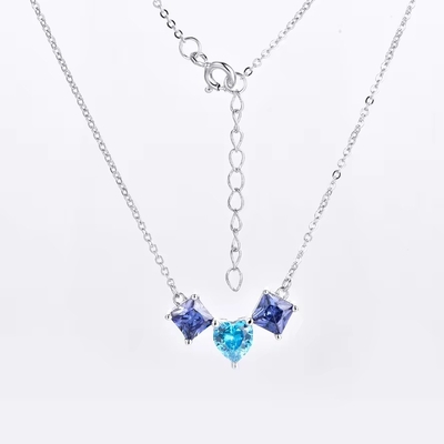 YASVITTI 925 Sterling zilver veelkleurig hartvormig zirconia hangertje halsketting rhodiumgeplatte sieraden Groothandel