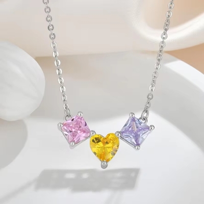 YASVITTI 925 Sterling zilver veelkleurig hartvormig zirconia hangertje halsketting rhodiumgeplatte sieraden Groothandel