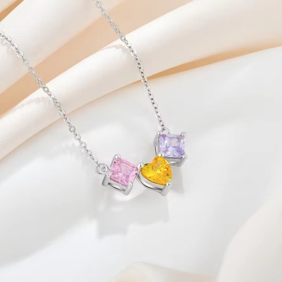 YASVITTI 925 Sterling zilver veelkleurig hartvormig zirconia hangertje halsketting rhodiumgeplatte sieraden Groothandel