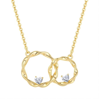 YASVITTI 14K Geel goud geplatte vergrendelde cirkel hart kubische zirconia hanger halsketting 925 Sterling zilveren sieraden