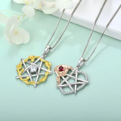 YASVITTI 925 Sterling Silver Pentagram Star Heart Hanger Ketting Set Cubic Zirconia en Rose Gold Geplatte Groothandel