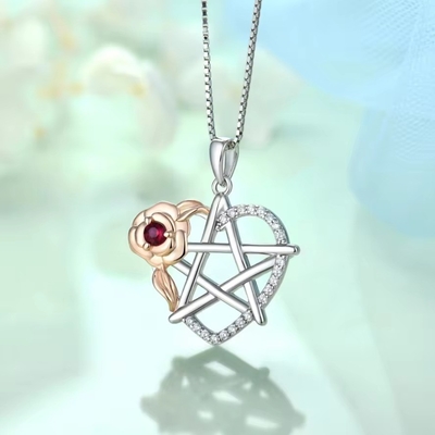 YASVITTI 925 Sterling Silver Pentagram Star Heart Hanger Ketting Set Cubic Zirconia en Rose Gold Geplatte Groothandel