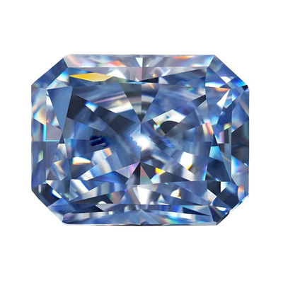VVS 1ct Vermorzeld ijs Radiant Cut Loose Moissanite Diamant Blauw Melee Moissanite