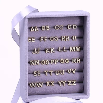 Mode Sterling zilver A-z alfabet oorbellen 18k goud geplatte 925 zilver letter stud oorbellen