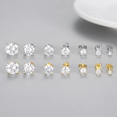 Koreaanse mode oorbellen Juwelen 925 Sterling zilver klassieke enkele diamant oorbellen 2-10mm Zirconia stud oorbellen voor vrouwen