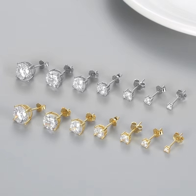 Koreaanse mode oorbellen Juwelen 925 Sterling zilver klassieke enkele diamant oorbellen 2-10mm Zirconia stud oorbellen voor vrouwen