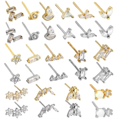 925 Sterling Zilver Groothandel Juwelen Minimalist Klein 925 Sterling Zilver Zircon Stud Oornappen Goudgeplatte Oornappen Voor Vrouwen