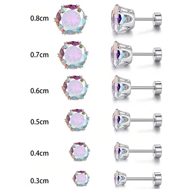 Modieus Titanium Staal Fijne Naald Roodstaal Oorbellen Ronde 18k Goud geplatte Zircon Oorbellen