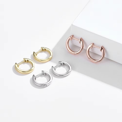 Goudgeplatte 925 Sterling zilver plain manchet oorbel Goud Vermeil Hoop Huggie Kleine stud oorbellen Vrouwen Juwelen