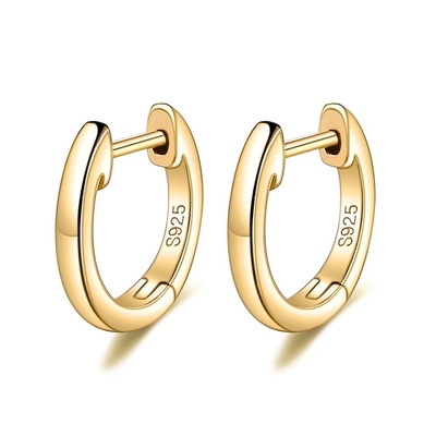 Goudgeplatte 925 Sterling zilver plain manchet oorbel Goud Vermeil Hoop Huggie Kleine stud oorbellen Vrouwen Juwelen