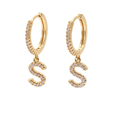 Mode studs Sterling zilver Initiële oorbellen Aanpassen Juwelen 18K Goud geplatte mode brief oorbel