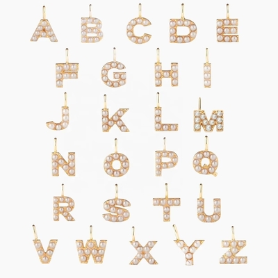 925 Sterling zilver alfabet oorbellen stuivers trendy sieraden parel goud alfabet initiële letter charme hanger