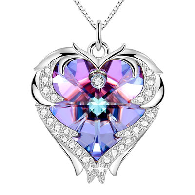 Purper Sterling Silver Heart Pendant Necklace