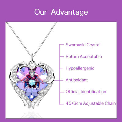 Purper Sterling Silver Heart Pendant Necklace