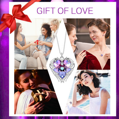 Purper Sterling Silver Heart Pendant Necklace