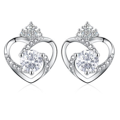 11x9.5mm 1.5g Sterling Silver Heart Earrings 3A Zilveren SGS van Hartnagels