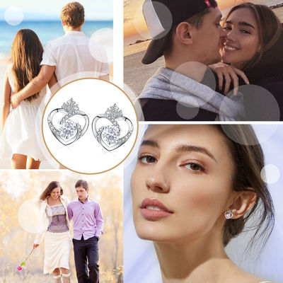 11x9.5mm 1.5g Sterling Silver Heart Earrings 3A Zilveren SGS van Hartnagels