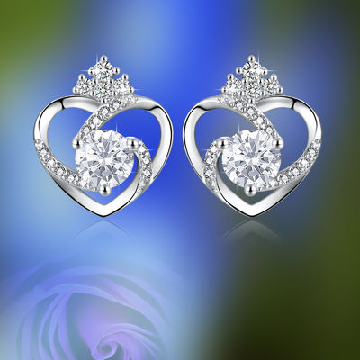 11x9.5mm 1.5g Sterling Silver Heart Earrings 3A Zilveren SGS van Hartnagels