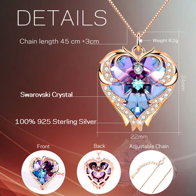 de Tegenhanger van de het Hartvorm van 8.2g 1.5ft Crystal Heart Necklace Slightly Askew