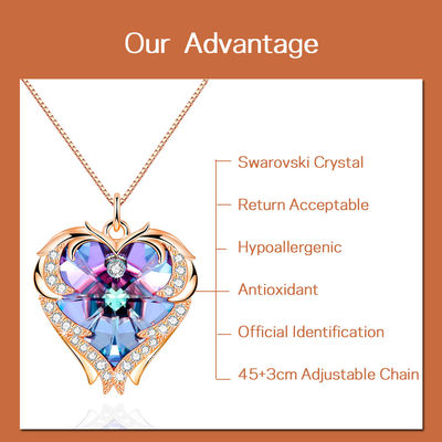 de Tegenhanger van de het Hartvorm van 8.2g 1.5ft Crystal Heart Necklace Slightly Askew