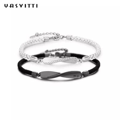 8.7in 7g Sterling Silver Jewelry Bracelets 3A CZ Zwarte Koordarmband