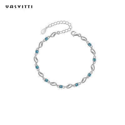 4.5g 0.62ft Zilveren Regelbare Armbanden in Rhodium Geplateerd Blauw Crystal Bracelet