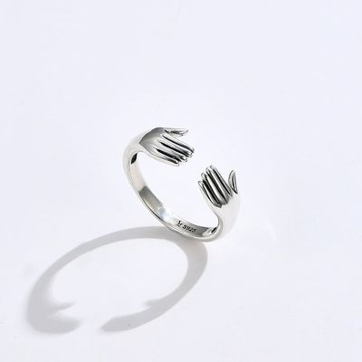 Vinger Ring For Women 925 Sterling Silver Double Hand Shape-Ring