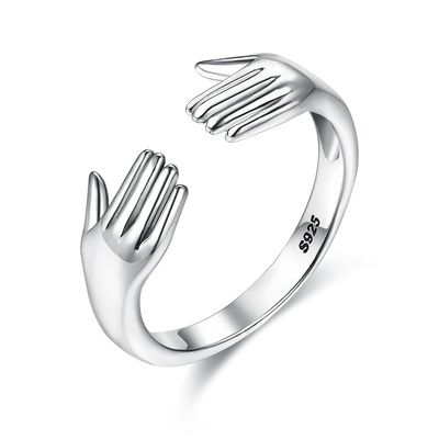 Vinger Ring For Women 925 Sterling Silver Double Hand Shape-Ring