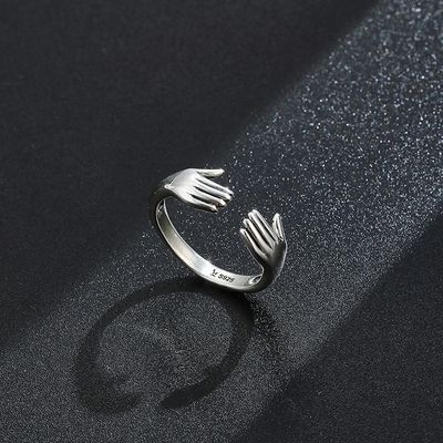 Vinger Ring For Women 925 Sterling Silver Double Hand Shape-Ring