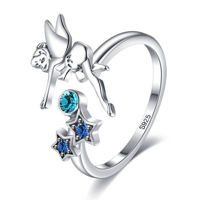 0.08oz 21.1mm Vrije Open Zilveren de Ringssgs van Sterling Silver Angel Ring Nicke