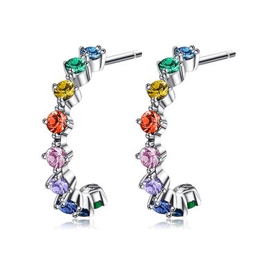 S925 0.6in 1.4g-de Oorringen5a Sterling Silver Medium Size Hoop Oorringen van de Regenboognagel