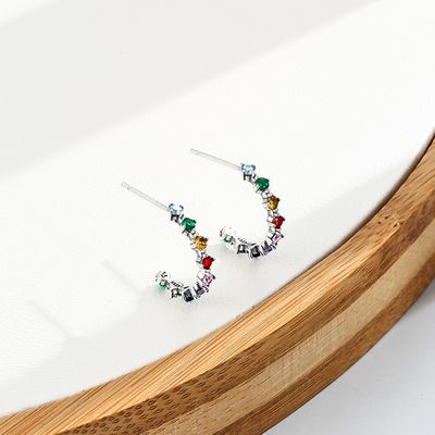 S925 0.6in 1.4g-de Oorringen5a Sterling Silver Medium Size Hoop Oorringen van de Regenboognagel