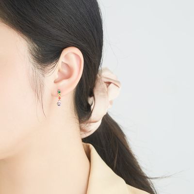 S925 0.6in 1.4g-de Oorringen5a Sterling Silver Medium Size Hoop Oorringen van de Regenboognagel
