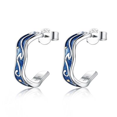 0.07oz 1.4x1.2cm Oorring van de de Maanster van Sterling Silver Jewelry Earrings Blue de In