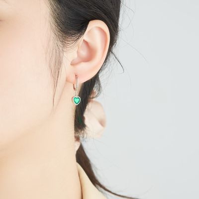 2.1x0.7cm 2.3g Sterling Silver Heart Shaped Earrings Crystal Snake Hoop Earring OEM