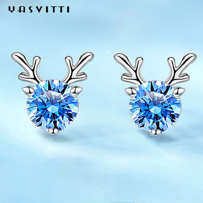 Van de de Giftmanier van Kerstmisjuwelen van de Hertenoorringen Kleine van het de Persoonlijkheids Blauwe Witte Bergkristal van de Luxedames de Oorringenjuwelen