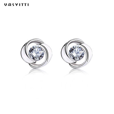 Lucky Flower Zircon-Klaverkristal Diamond Stud Earrings