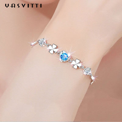 7.7in 0.15oz Sterling Silver Jewelry Bracelets SGS de in Armband van de Vier Bladklaver