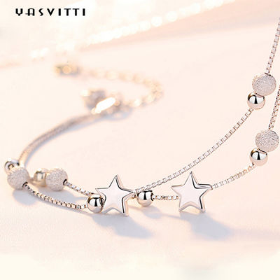0.99m 0.14oz Sterling Silver Jewelry Bracelets CZ Vier Blad Rose Gold Bracelet