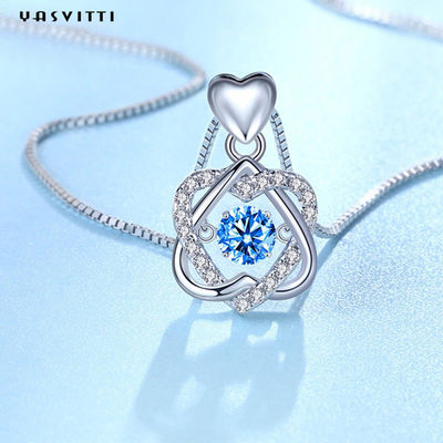 1.2x2cm 2.2g Sterling Silver Jewelry Necklaces S925 Hart Zes richtte Sterhalsband
